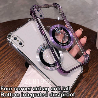 กันกระแทกเคสสําหรับ Iphone X XS XR XS MAX เคสโทรศัพท์ TPU แว่นขยายแม่เหล็กล่าสุดโปร่งใส premium Soft Case