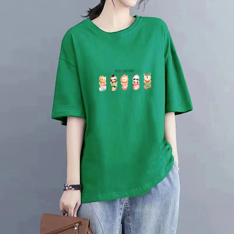 รอบคอสุภาพสตรีเสื้อผ้า แขนสั้นที shirt เสื้อยืดโอเวอร์ไซส์ผู้หญิงด้านบน