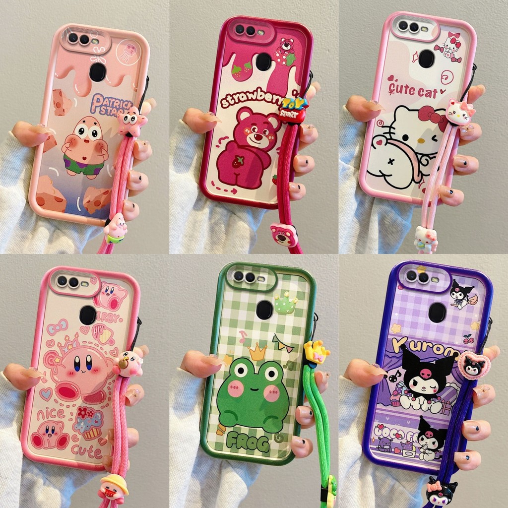 เคส Oppo F9 Pink KT Cat/Fart Strawberry Bear/Cheese Pie Superstar/Kuromi Grid/Frog Crown/Kirby เคสโทรศัพท์ซิลิโคน