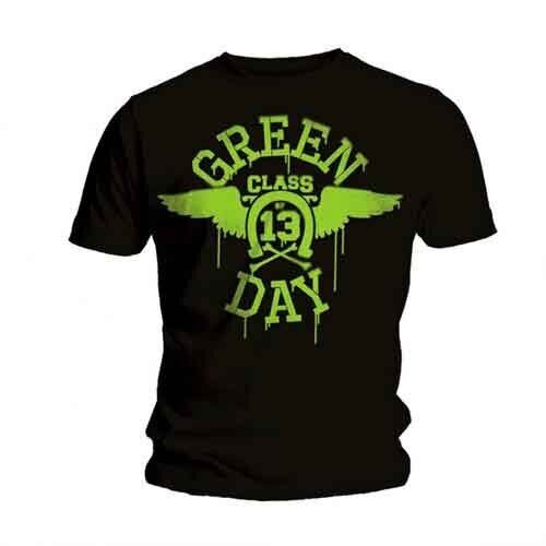 ได้รับอนุญาต Green Day Neon Black Mens Black T Shirt Green Day ClassicTee