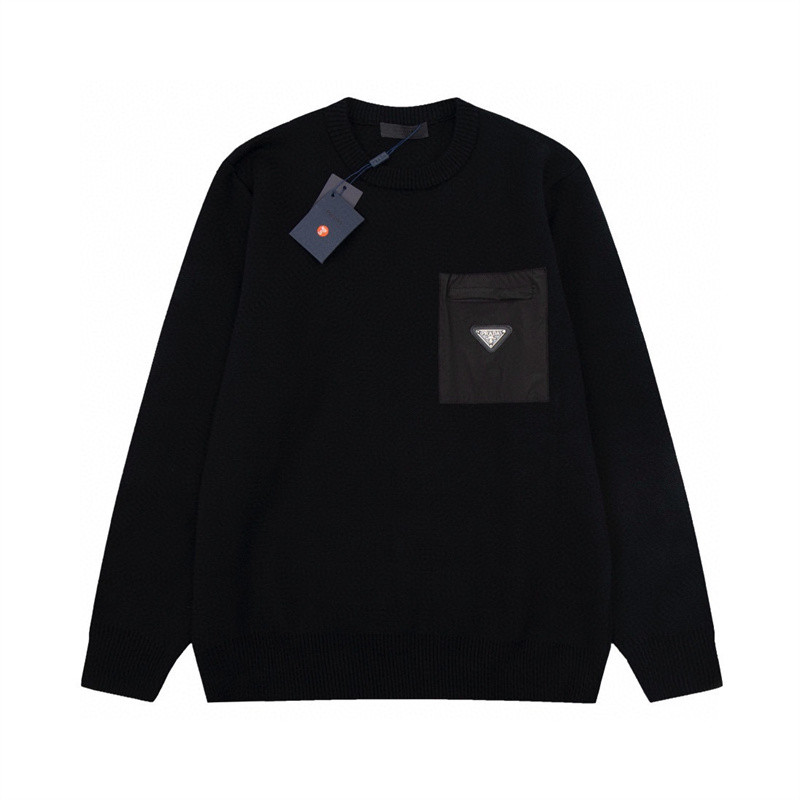 แฟชั่น ราคา61และ ผู้ชายและผู้หญิงเสื้อกันหนาวสามเหลี่ยมเครื่องหมายกระเป๋าแขนยาวรอบคอเสื้อลําลองเสื้อสวมหัว