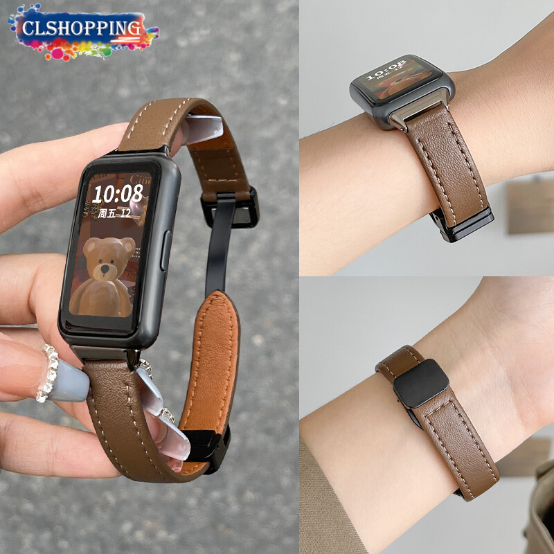 สายหนังสําหรับ Huawei band 10 9 8 NFC Magnetic Watchband สําหรับ band 7 นาฬิกา Fit 3 Smartwatch กีฬาเข็มขัดผู้หญิง Man เข็มขัดสร้อยข้อมือ