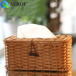 Aerof กล่องทิชชู่หวายเลียนแบบ,ที่ใส่ผ้าเช็ดปากสี่เหลี่ยมพลาส…