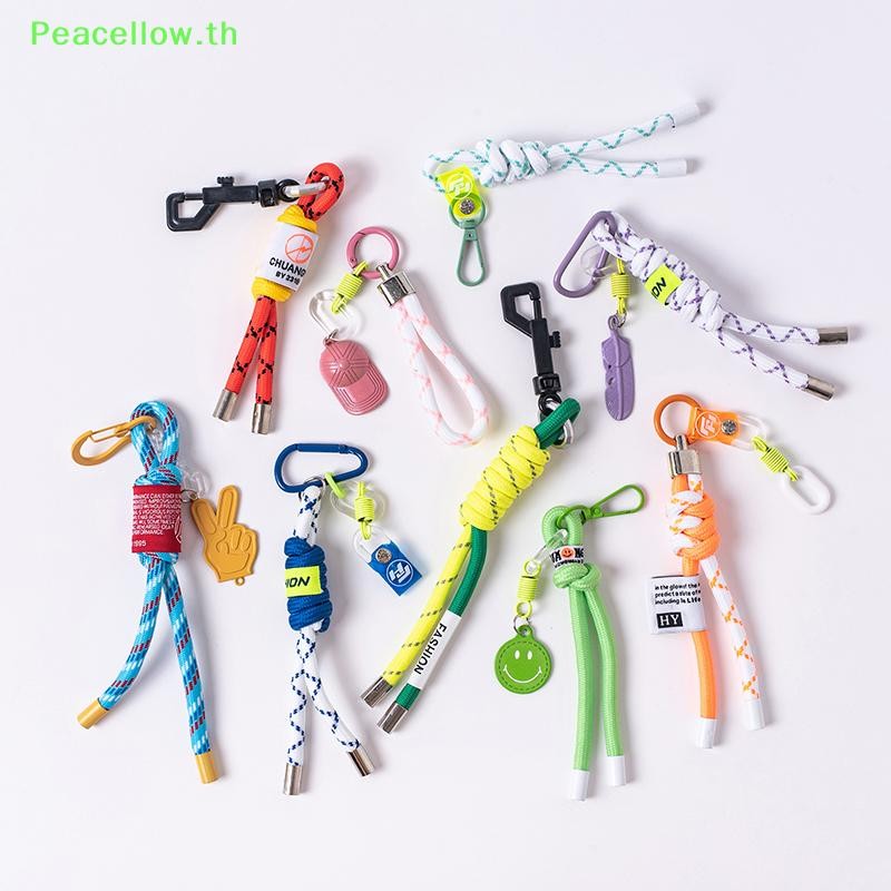 Peacellow al Buclke Fluorescent Braided Key Lanyard Climbing Hook/กระเป๋าตกแต่ง/โทรศัพท์มือถือสายคล้องพวงกุญแจสายสั้น TH