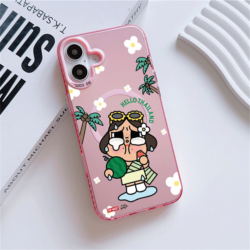 Popmart CryBaby ในประเทศไทย Micro Frosted Hard MagFit เคส iPhone สําหรับ iPhone 16 Pro Max 16 Plus 15 Pro 14+ 13 Pro Max 12 ป้องกันลายนิ้วมือแม่เหล็ก iPhone 11 ฝาครอบ
