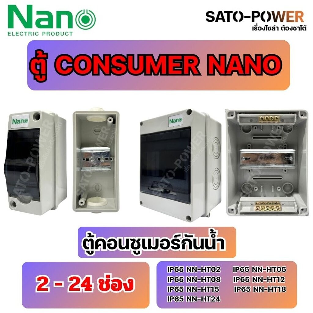 ์NS/ NANO CONSUMER 2ช่อง-24ช่อง NN-HT02-NN-HT24 IP65 Consumer Unit ตู้คอนซูมเมอร์ยูนิต ตู้เปล่า กันน้ำ แบบเกาะราง กล่...