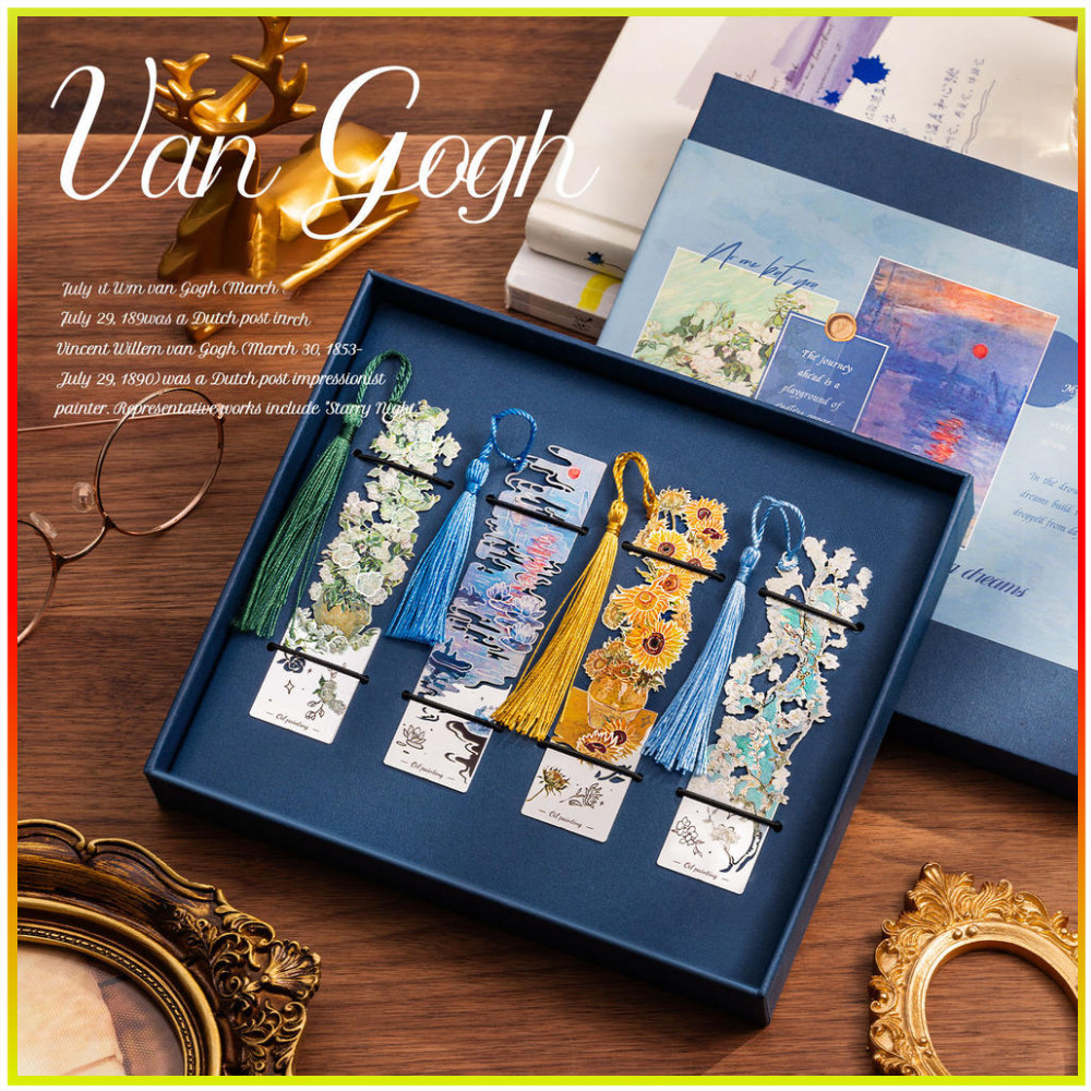 ที่คั่นหนังสือโลหะแสงลอยแกลเลอรี่ซีรีส์ภาพวาดสีน้ํามันสํานักงานของขวัญนักเรียนจี้อ่านหนังสือบุ๊คมาร์ค