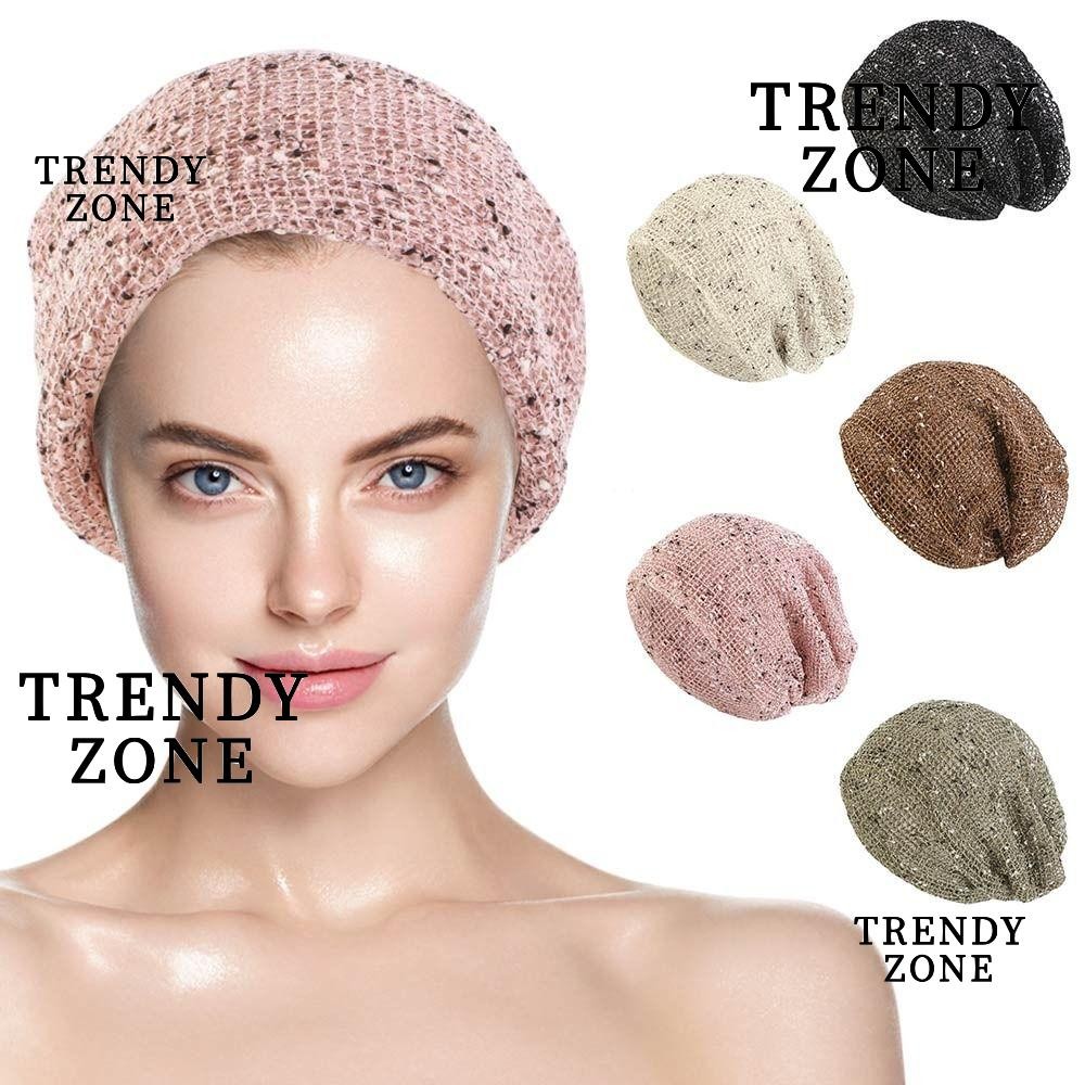 Trendyzone หมวกฮู้ด, ผ้าฝ้ายระบายอากาศและผ้าลินินบิดทอหมวก, ตาข่าย Headwear คู่ใช้หมวกบีนนี่ผู้หญิง