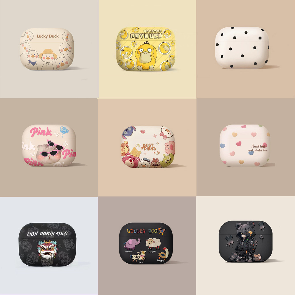 MANGO กรณีปลอกสําหรับ AirPods 1 2 3 4 Pro 3 2 กรณีปลอก Gen 2 3 4 2nd 3rd 4th Gen2 Gen3 Gen4 Matte TPU กรณีการ์ตูนอะนิเมะเป็ด Point Cat เพื่อนที่ดีที่สุด