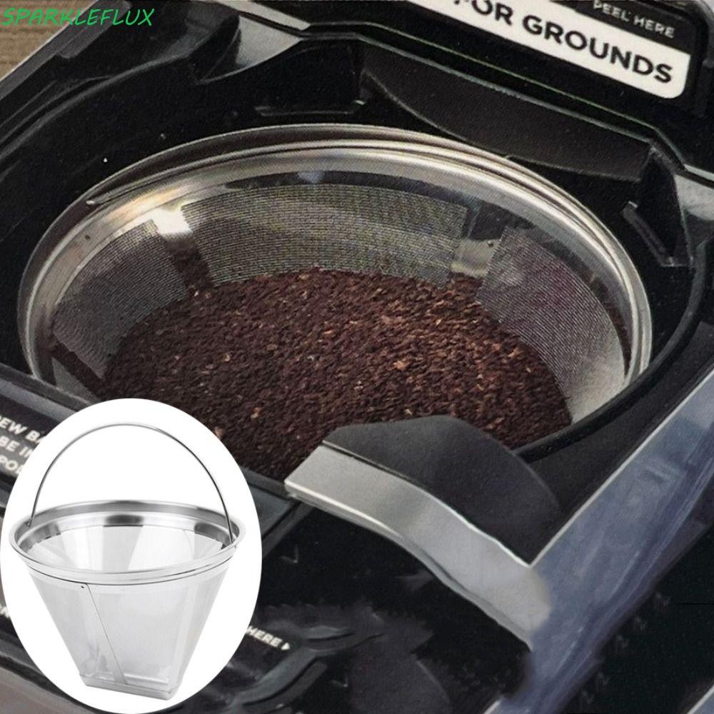 Sparkleflux กาแฟดริป|กรอง ใช้ซ้ํากับตะกร้าผงกาแฟด้ามพับได้กรองกาแฟกรวย 304 สแตนเลสตาข่ายละเอียดกรองชาใช้ในบ้าน