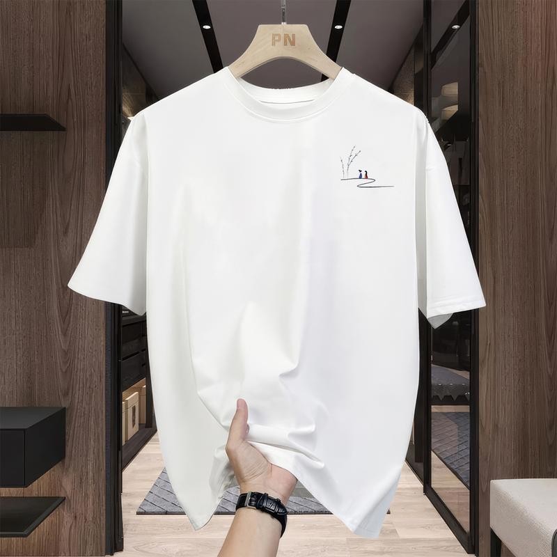 2025 ไม่จํากัดเพศ แบรนด์แฟชั่นยอดนิยมแบบสั้น OOTD เหมาะสําหรับคู่รักสไตล์คอกลมแฟชั่นและอินเทรนด์คอกลม 2025 เทรนด์ JFOF