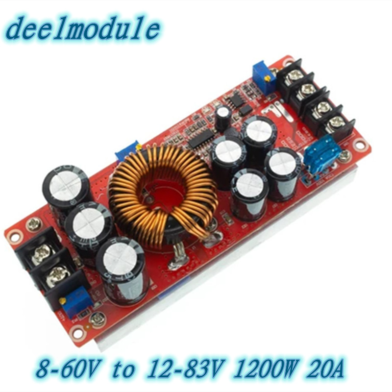 1200w 20A DC Converter Boost Step-up แหล่งจ่ายไฟแรงดันไฟฟ้าโมดูลกระแสไฟคงที่ 8-60V ถึง 12-83V