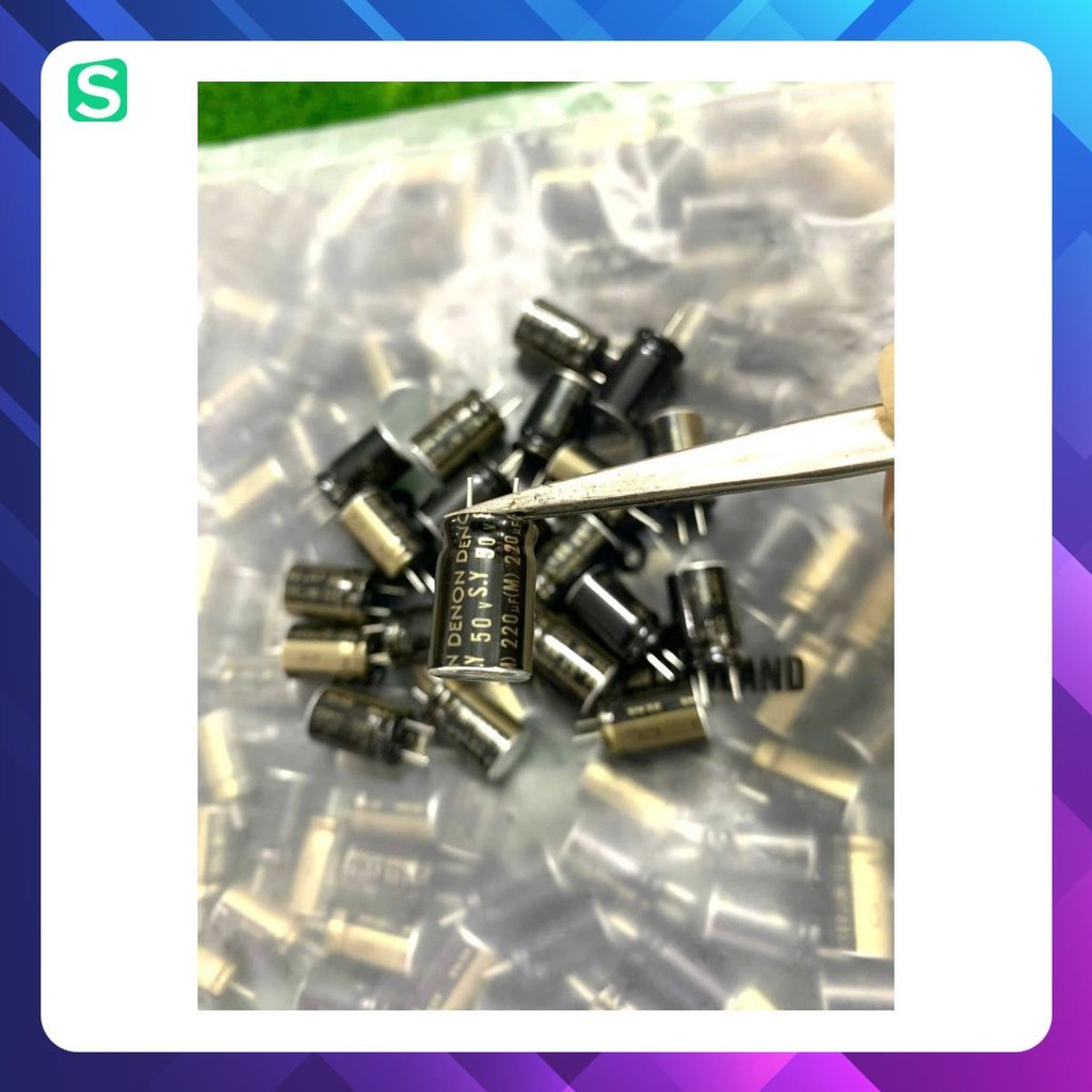 [ 2 ชิ้น ] ELNA DENON CAPACITOR 50V 220UF 50V, 50V220UF, 220UF50V (ขนาด 10x16x5mm )