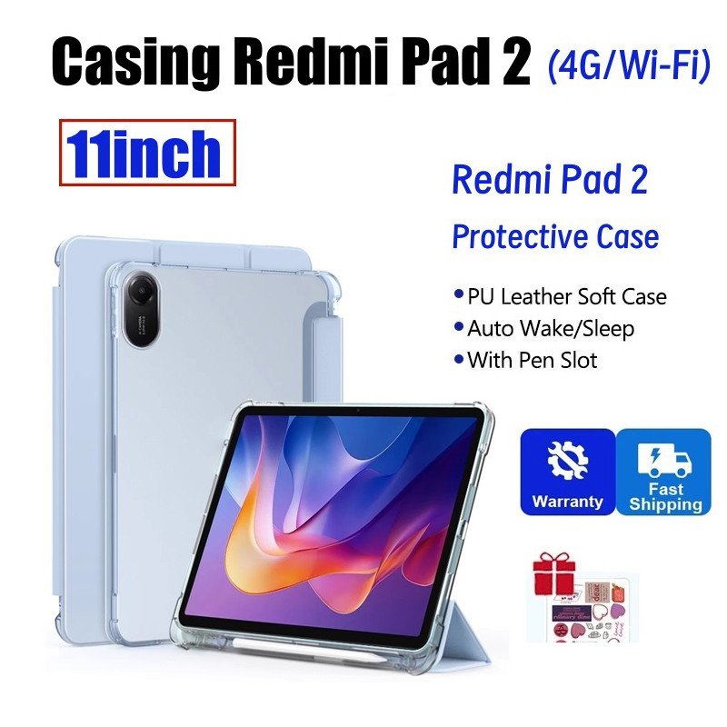 เคส RedMi Pad 2 11 นิ้ว 4G Wi-Fi พร้อมช่องเสียบปากกาเคสแม่เหล็ก RedMi Pad 2 ฝาครอบด้านหลังโปร่งใส Xi