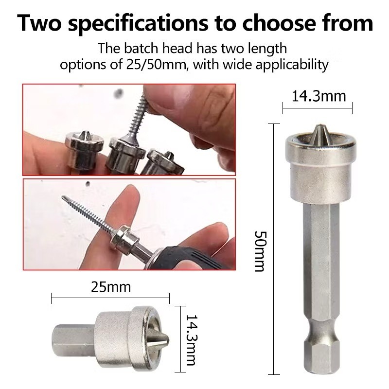 Let* 5 ชิ้นแม่เหล็กตําแหน่งไขควง Bits 1 4 Hex Shank สําหรับหัวสําหรับยิปซั่ม B