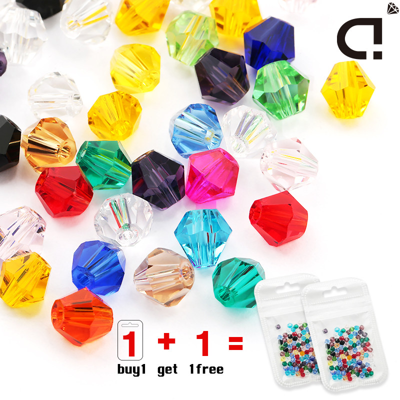 ซื้อ 1 แถม 1! คริสตัล Bicone ลูกปัดคุณภาพสูง สำหรับ Spacer และการประดิดพันธุ์ สร้อยข้อมือและสร้อยคอ
