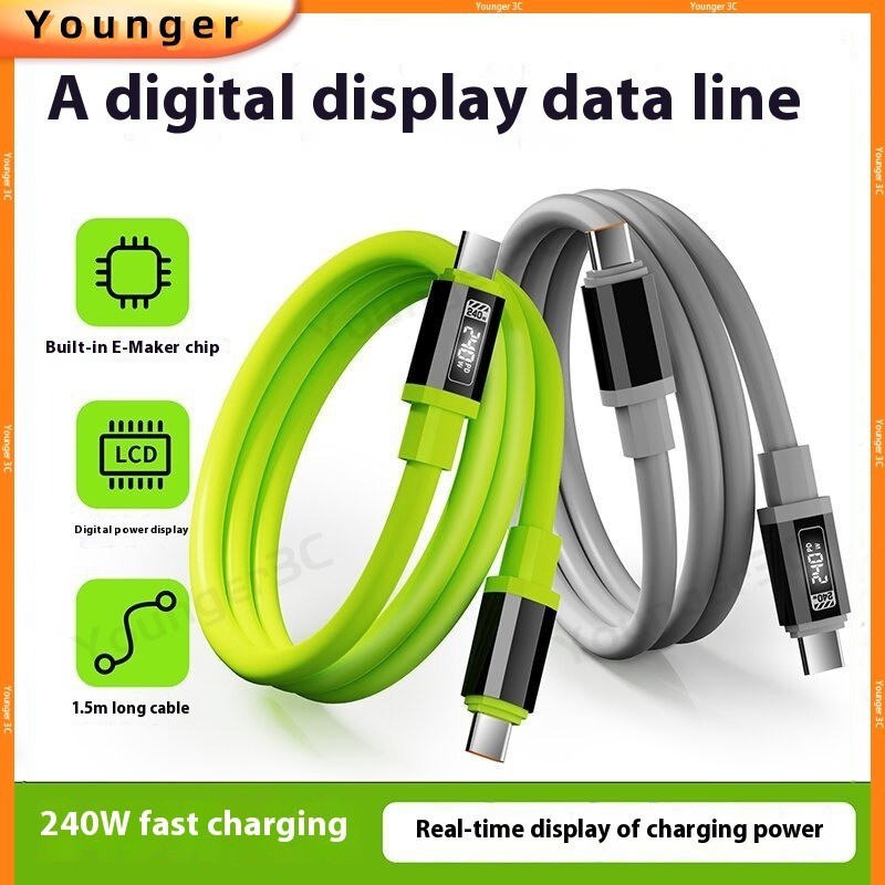 240W สายชาร์จข้อมูลดิจิตอล Type-c ถึง Type-c/ios DP27W สายชาร์จเร็ว, ชิป E-maker ในตัวรองรับสายชาร์จเร็วสําหรับโทรศัพท์มือถือและแท็บเล็ต