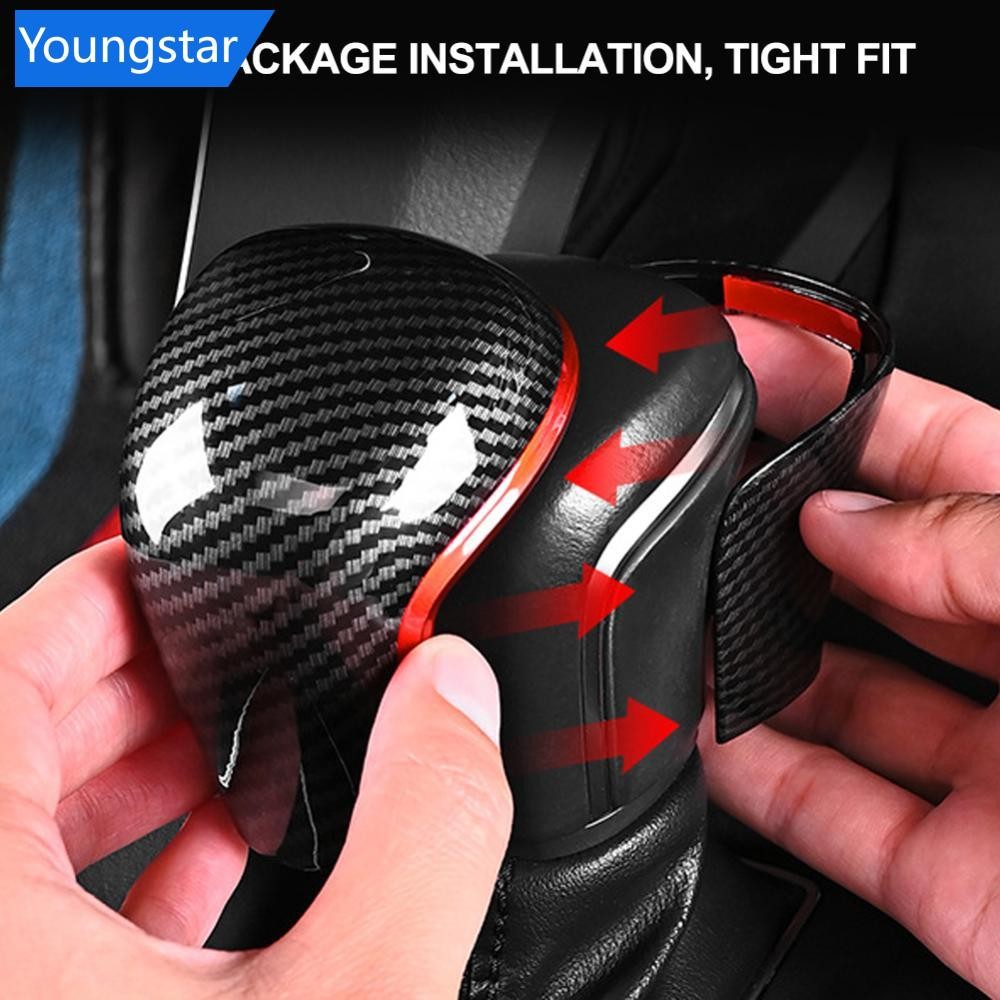 FYY คาร์บอนไฟเบอร์เกียร์รถเกียร์ Shift Knob Cover Lever Stick หัวรถอุปกรณ์เสริม Auto Parts Trim สําหรับ Toyota Corolla 2019-2024 Camry 2018-2023