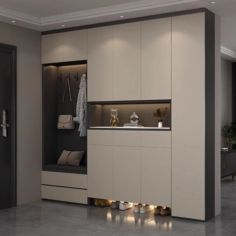 ที่กําหนดเองทางเข้ารองเท้าทางเข้าแบบบูรณาการผนัง Foyer Doorway ที่เก็บของทันสมัยเรียบง่าย C