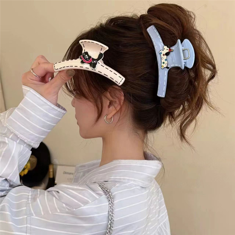 คลิปจุดลายแมวและสุนัข สีฟ้าและสีขาว พร้อมกิ๊บติดผมฉลามขนาดใหญ่ สำหรับทรงผมในสไตล์เกาหลี - รูปที่ 7