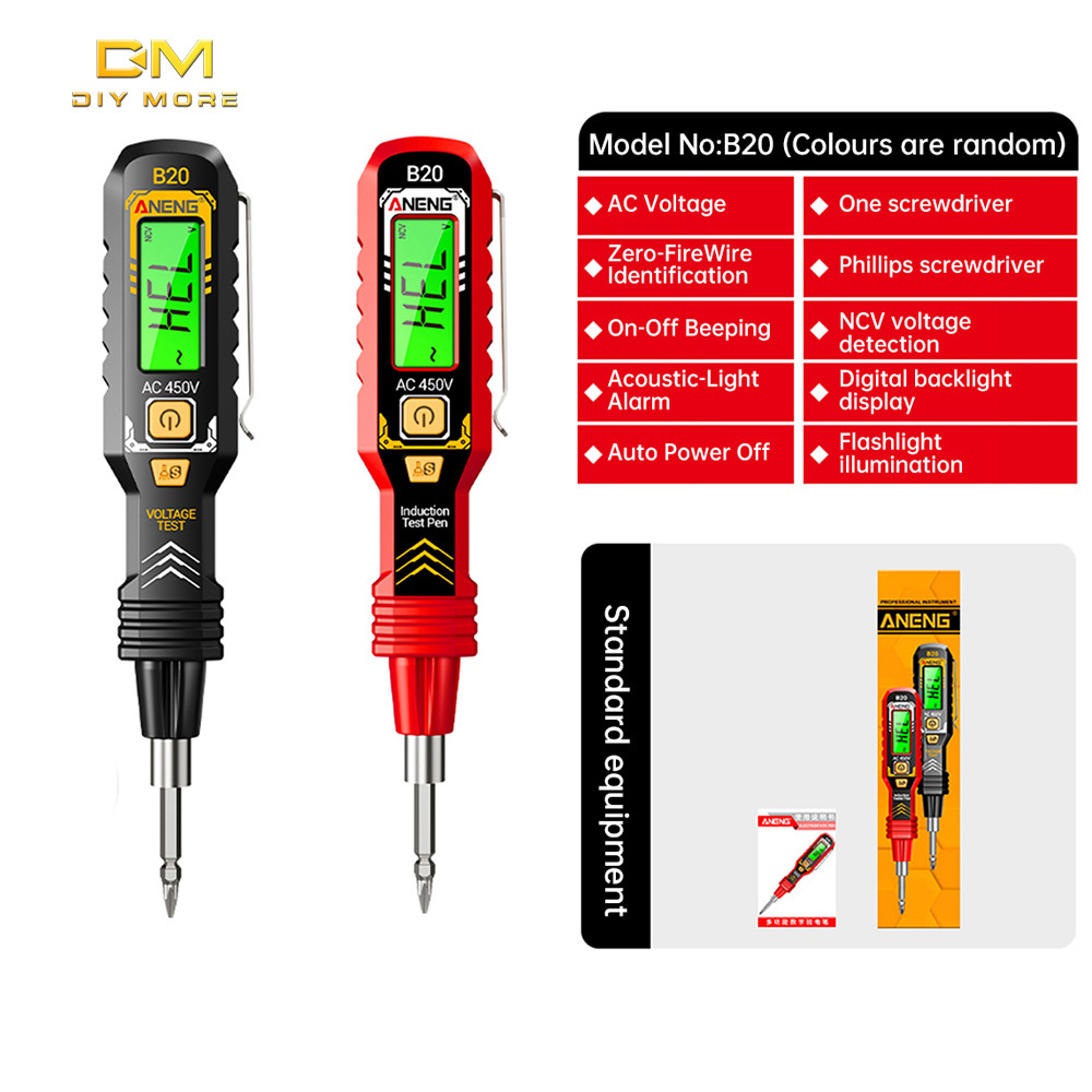 DIYMOR B20ความแม่นยำสูงแบบใหม่ ไขควงเช็คไฟ พร้อมจอแสดงผลดิจิทัล การตรวจจับจุดตัดเซ็นเซอร์อเนกประสงค์