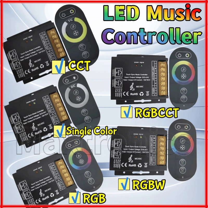 LED Music Controller DC5V-24V พร้อม RF6 Touch รีโมทไร้สาย LED Dimmer สําหรับสีเดียว CCT RGB RGBW RGBCW ไฟ LED Strip