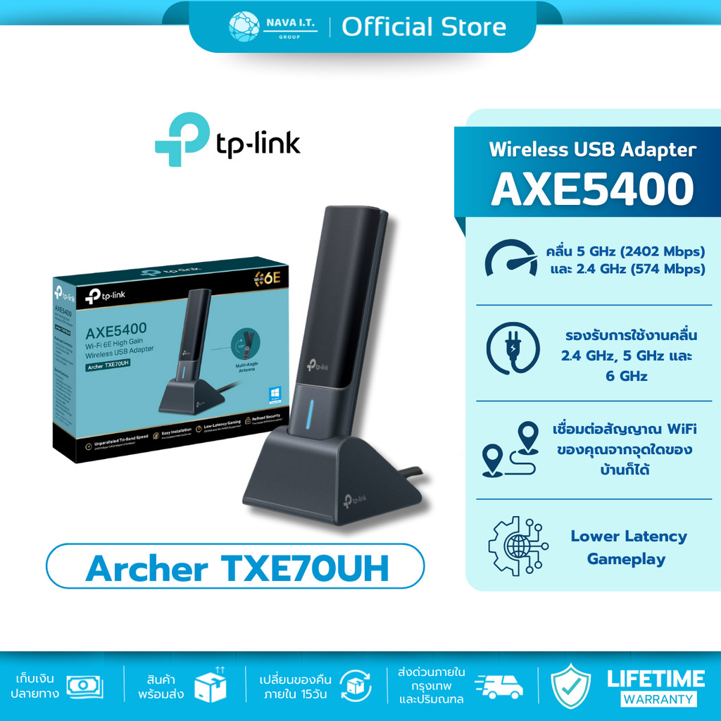 🛵มีส่งด่วน💨 TP-LINK ARCHER TXE70UH AXE5400 Wi-Fi 6E High Gain Wireless USB Adapter