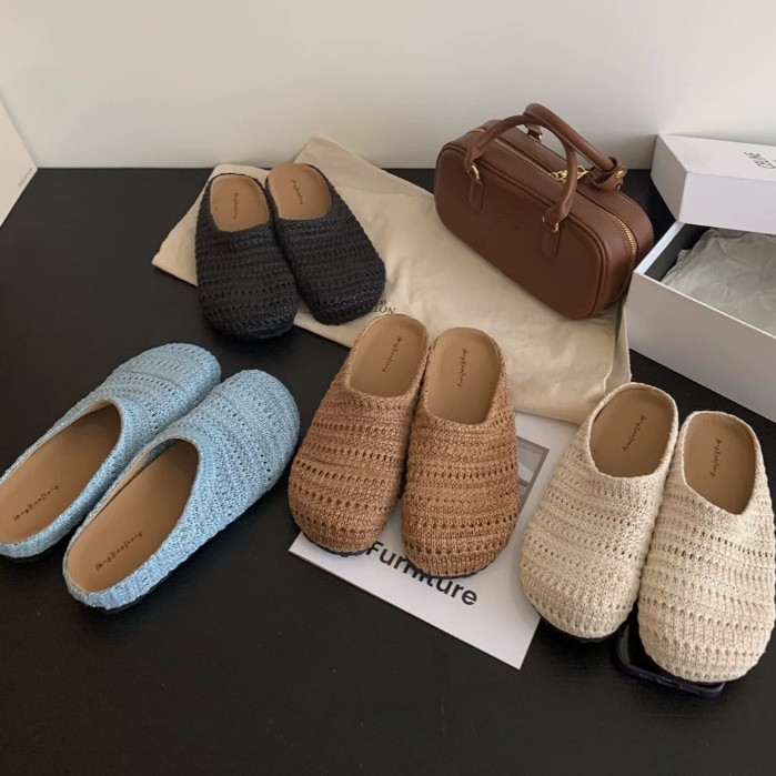 2523 รองเท้า แบบสวม รองเท้าผู้หญิงส้นแบน สไตล์เรียบง่าย คลาสสิค แตะแบบสวม สินค้าพร้อมส่ง