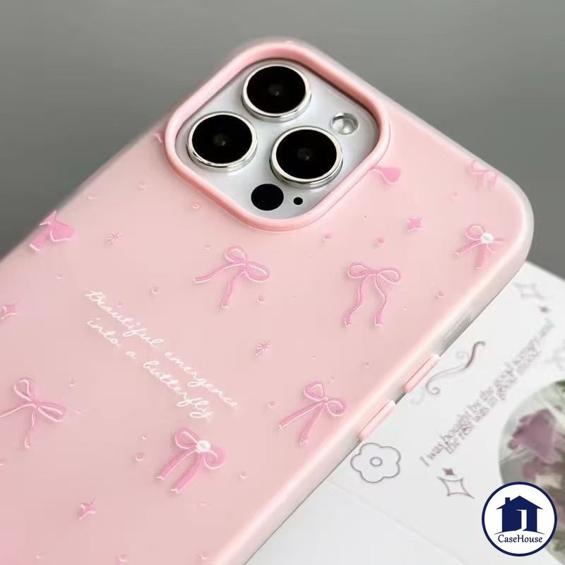 แฟชั่น 2 ใน 1 ธนูสีชมพู เคสอ่อน เข้ากันได้กับ IPhone 16 15 12 11 13 14 Pro Max 7 8 Puls XR X 15 6s 6 16 Puls X XS Max - รูปที่ 6