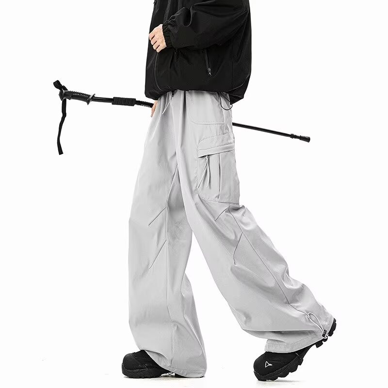 กางเกงคาร์โก้คุณภาพสูง สไตล์ย้อนยุคอเมริกัน สำหรับกิจกรรมกลางแจ้ง