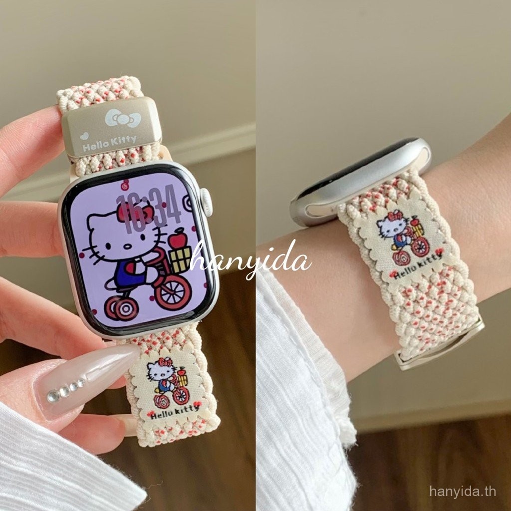 สีใหม่ถักไนลอนแม่เหล็ก KT สายแมวน่ารักสําหรับสายไนลอนพร้อมหัวเข็มขัดแม่เหล็กสําหรับ Xiaomi Redmi Watch 3 5 Active Smart Watch Band Redmi Watch 5 Lite สาย