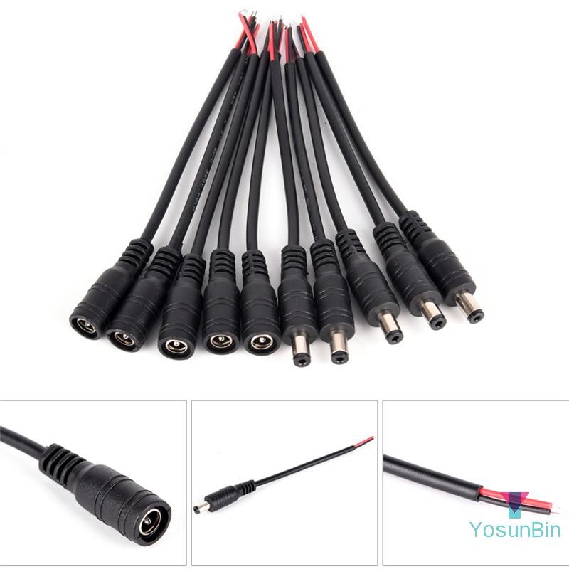 YosunBin] 5 คู่ความปลอดภัย 5.5x2.1 มม.ชาย + หญิง DC ปลั๊กไฟปลั๊กสายเชื่อมต่อใหม่