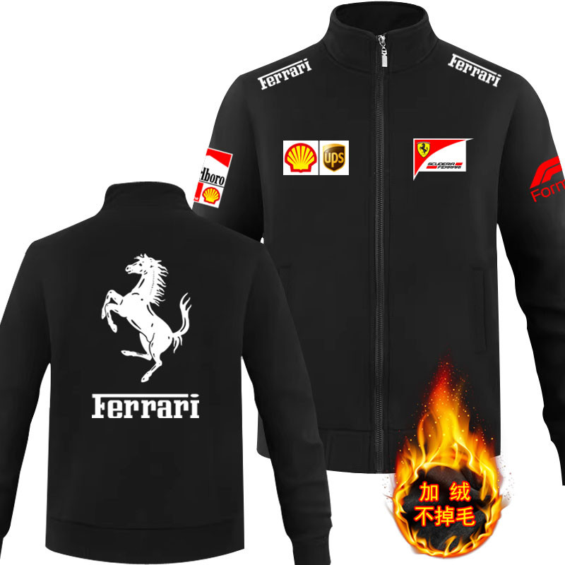 เสื้อกันหนาว Ferrari SF1000 F1 Racing Jacket แบบซิปพร้อมขนแกะ สำหรับฝึกซ้อม