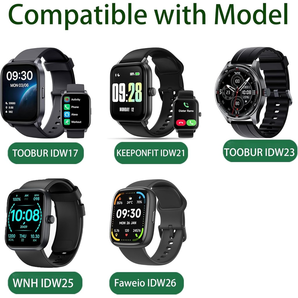 IDW17, IDW21, IDW23, IDW25, IDW26 สายนาฬิกาอัจฉริยะ, สายรัดข้อมือเปลี่ยนซิลิโคน 22 มม. สายสปอร์ตพร้อ