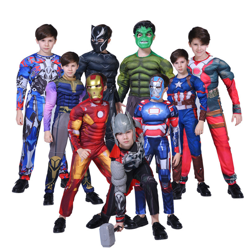 ชุดคอสเพลย์ฮีโร่สำหรับเด็ก ขนาด 100-140 ซม. แบบ.Avengers, Superman, Thanos, Iron Man และ Black Panther