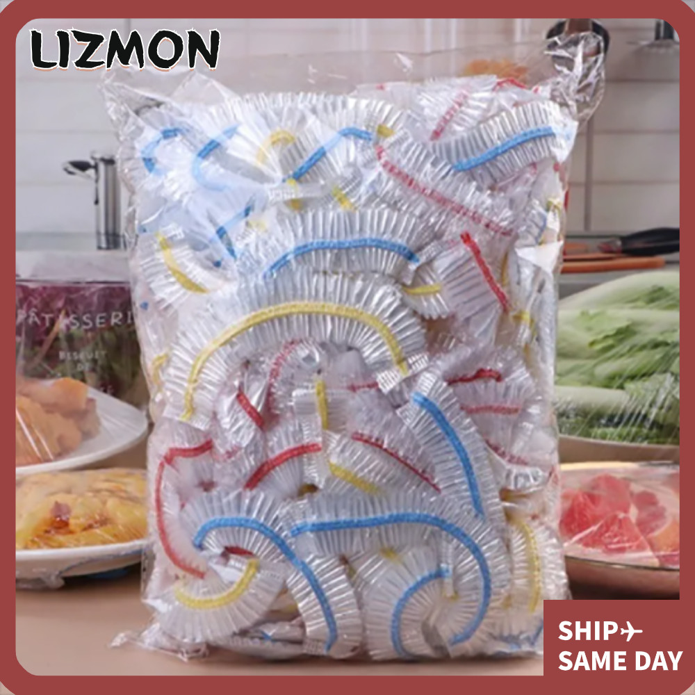 LIZMON 100 ชิ้นฝาครอบอาหารแบบใช้แล้วทิ้ง,สด-เก็บยืดหยุ่นปากห่อพลาสติก,Cling Cover ถุงพลาสติกสีขาวสําหรับผักผลไม้