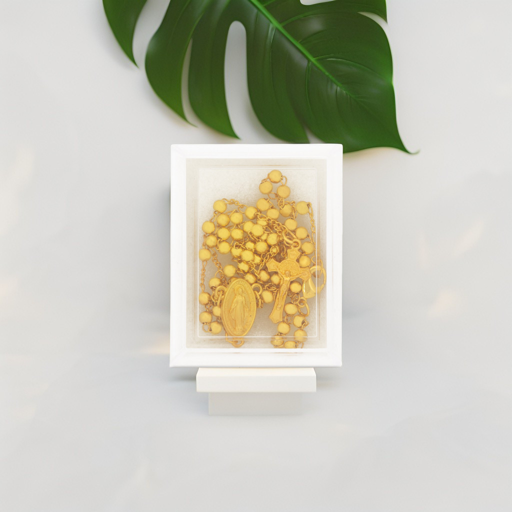 MONEL 4MM CATHOLIC ROSARY NECKLACE / CATHOLIC ROSARY NECKLACE / GOLD ROSARY