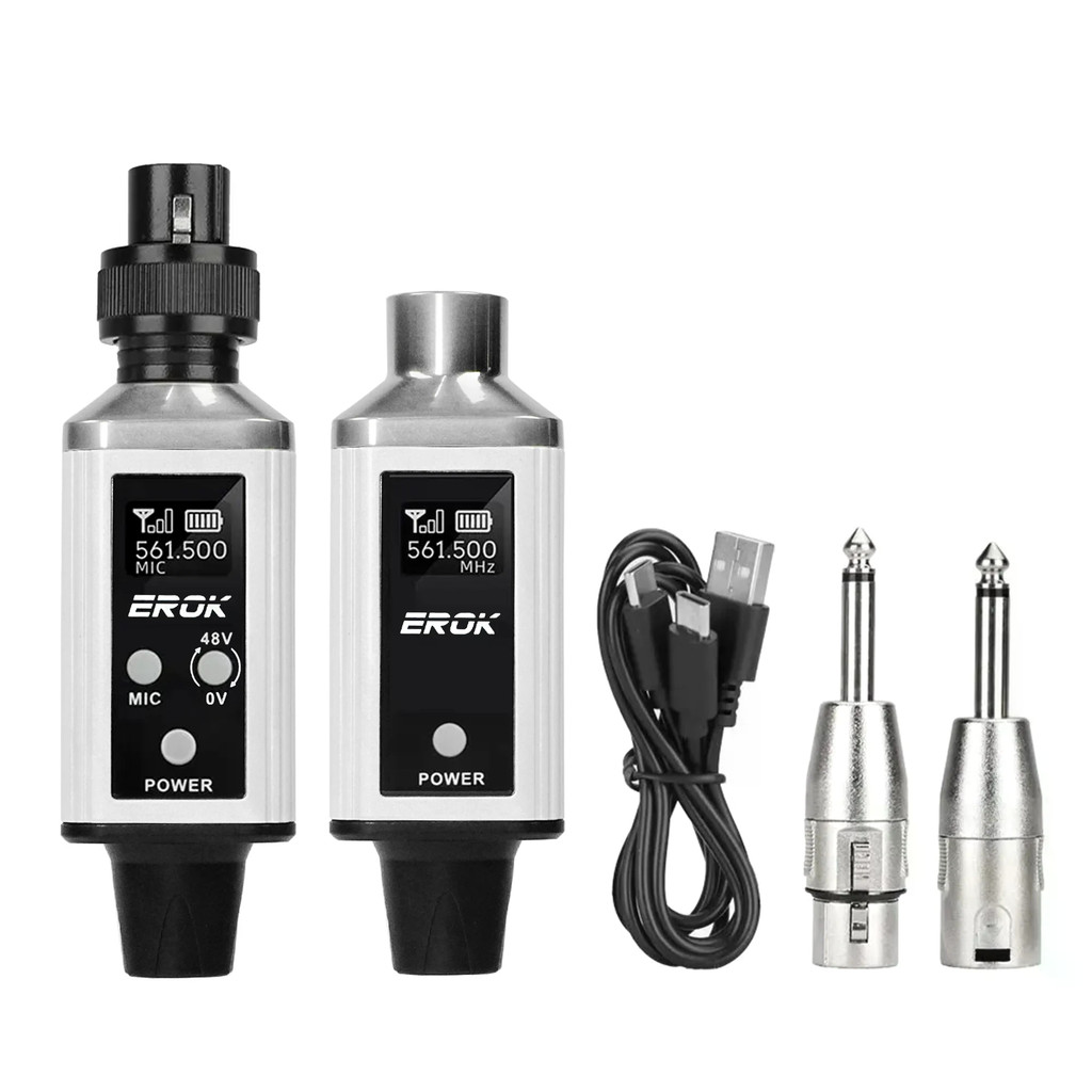 (TH 24H Shipping) EROK MW-6 ไมโครโฟนไร้สายแปลงระบบรองรับ 0/48V Phantom Power Switchable UHF ไมโครโฟนอะแดปเตอร์