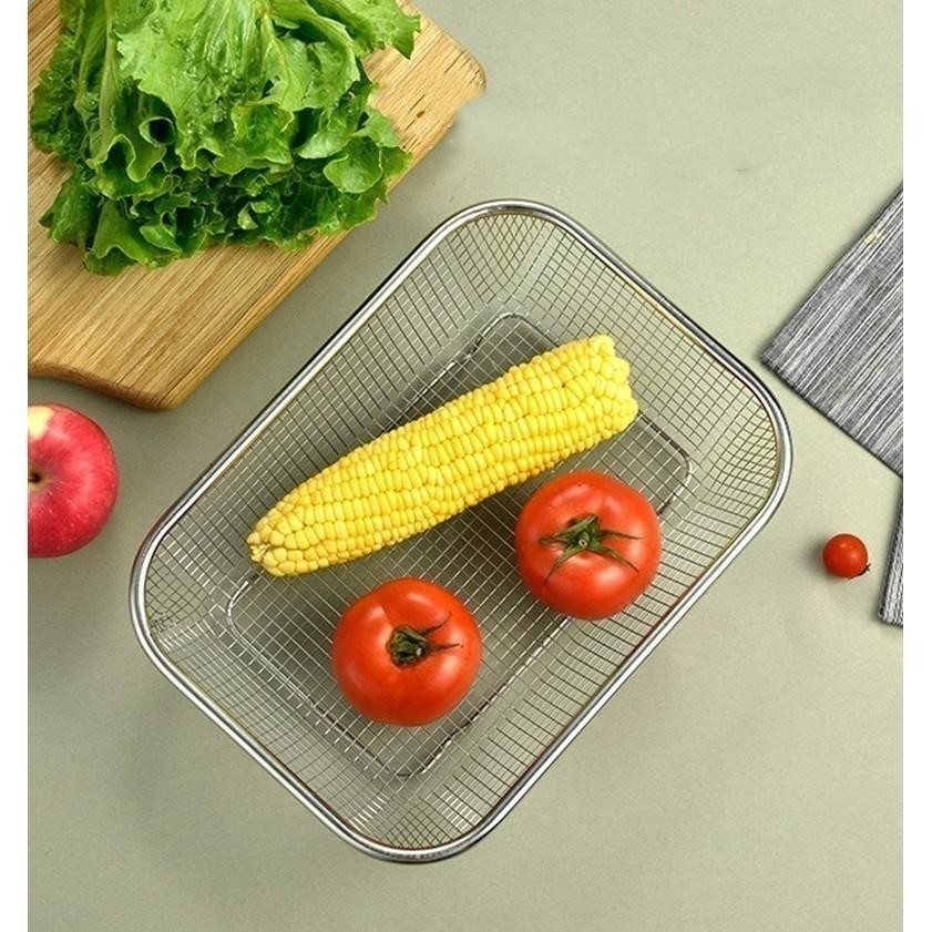 ตะกร้าใส่ของใช้ ตะกร้าล้างผัก ล้าง ตะกร้าผักล้างผลไม้สแตนเลส ใส่ผลไม้ สแตนเลส - รูปที่ 6