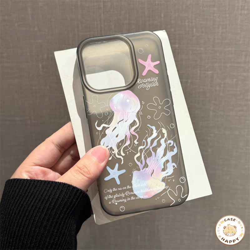 เคสไอโฟน 17 11 สำหรับ IPhone 15 7 8 16 Plus 13 15 16 Pro Max X XR XS Max SE 2020 ป้ายปกตัวอักษรแมงกะพรุนหลากสีสันน่ารัก - รูปที่ 7