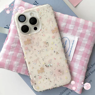 เคสไอโฟน 15สำหรับ IPhone 17 air 11 16 15 13 12 14 Pro Max XR XS X Max7 8 Plusการ์ตูนลูกสุนัขดาวส่องแสงโบว์หัวใจรักปกใหม่