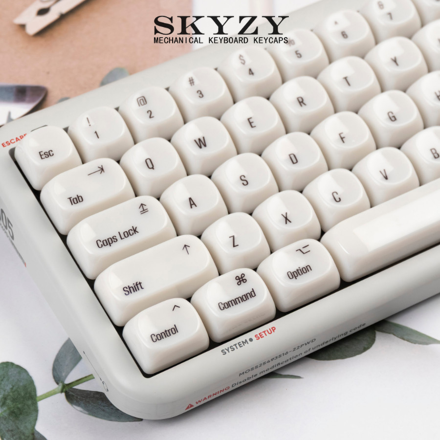 Minimalist White Keycaps MOA Profile MAC PC Bright Ceramic-like Surface Keycap Set