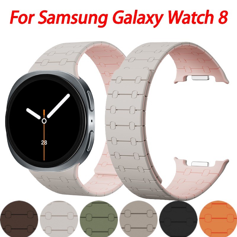 สายรัดซิลิโคนแม่เหล็กสําหรับ Samsung Galaxy Watch 8 40 มม.44 มม.นาฬิกาสมาร์ทเปลี่ยนสร้อยข้อมือ Correa Galaxy Watch 8 40 มม.44 มม.อุปกรณ์เสริม
