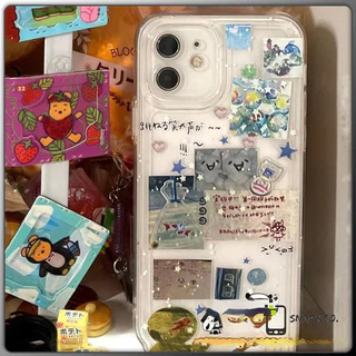 โปร่งใส จัดส่งจากประเทศไทย การ์ตูนน่ารักสติกเกอร์สไตล์โปร่ง for iPhone เคสไอโฟน 11 12 13 14 15 16 PLUS PRO MAX X XS MAX