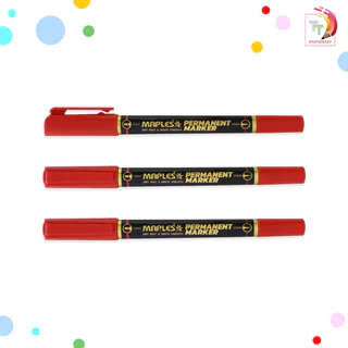 MAPLES (เมเปิ้ล) ปากกามาร์คเกอร์ มาร์คเกอร์กันน้ำ รุ่น MP-C12 เขียนถุง เขียน CD หมึกน้ำเงิน ดำ แดง 2 หัว ( 1 ด้าม )