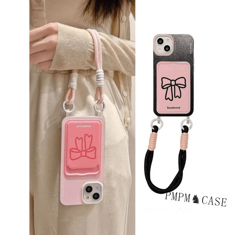 Pink Aesthetic Strap Butterfly Card Holder Casing Xiaomi C85 15 14 14T M3 M4 M6 F4 F5 12T 13T Pro X5