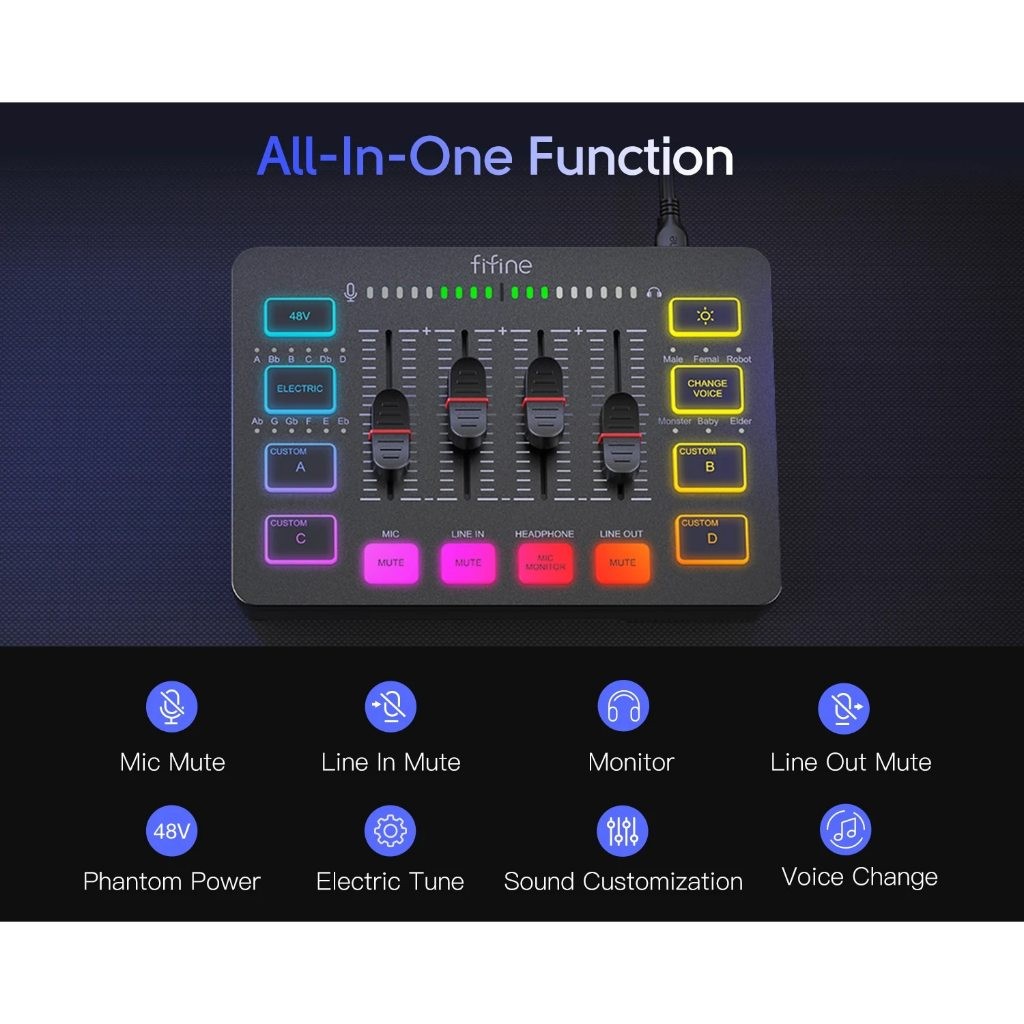 FIFINE SC3 AMPLIGAME มิกเซอร์เสียง USB MIXER WITH XLR/HEADSET INPUT รับประกัน 1 ปี - รูปที่ 4