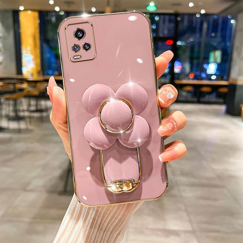 ปลอก Vivo v20 v20 se VIVO v21 v21e 5G TPU 3D Windmill bracketBracket เคสโทรศัพท์ Ultra บาง Electroplated Smooth Soft Case Shock proof ฝาครอบกันชนเคสโทรศัพท์