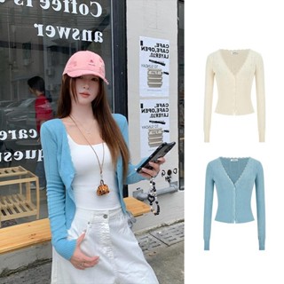 MOSESQUEEN คาร์ดิแกนลายถักสีแอปริคอทอ่อนโยน ออกแบบใหม่สำหรับ…