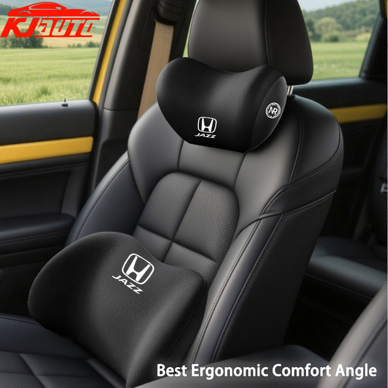 Honda Jazz รถหน่วยความจําโฟมคอหมอนป้องกันเอวพนักพิงเบาะเอวรถ Headrest เบาะสําหรับ Jazz G2 GE GC G3 G